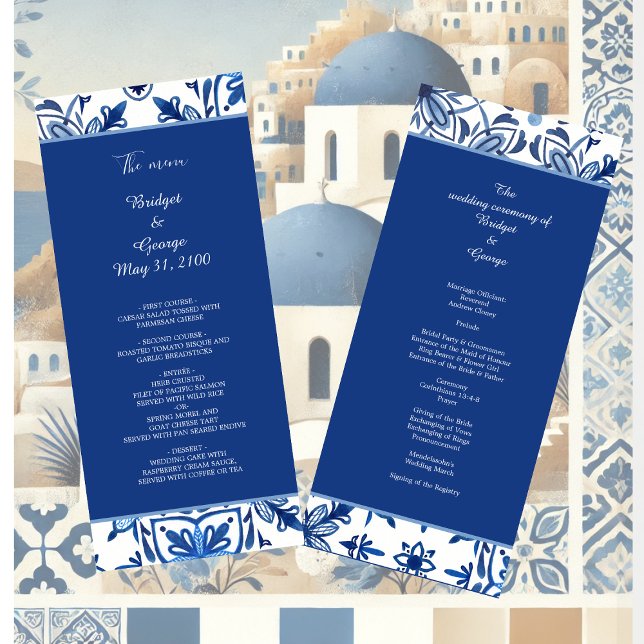 Greece Blue Mediterranean Wedding Programm (Von Creator hochgeladen)