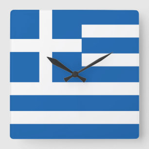 Greece Flag Quadratische Wanduhr