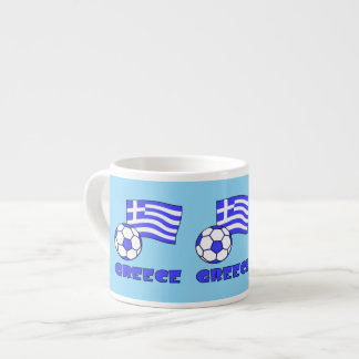 Greece Greek Flag with Soccer Ball Blue Background Espressotasse