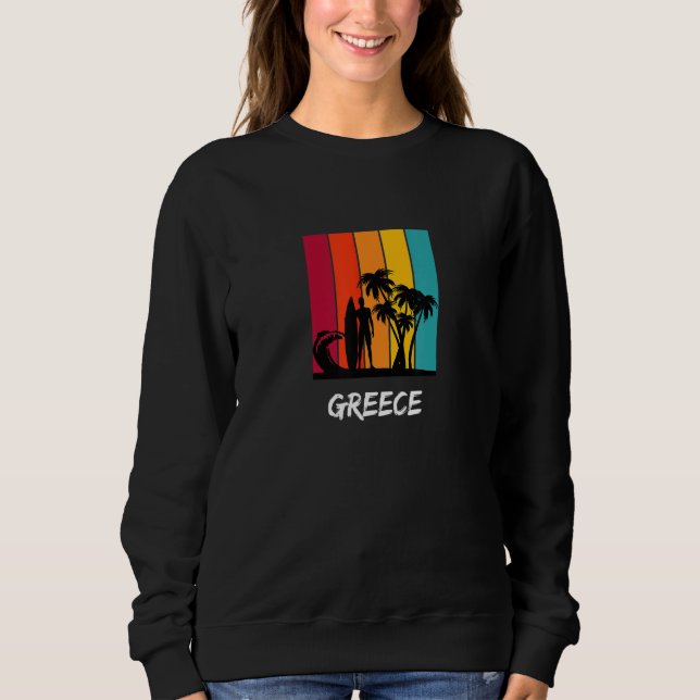 Greece Holiday Vacation Souvenir Retro Surfing Sweatshirt (Vorderseite)