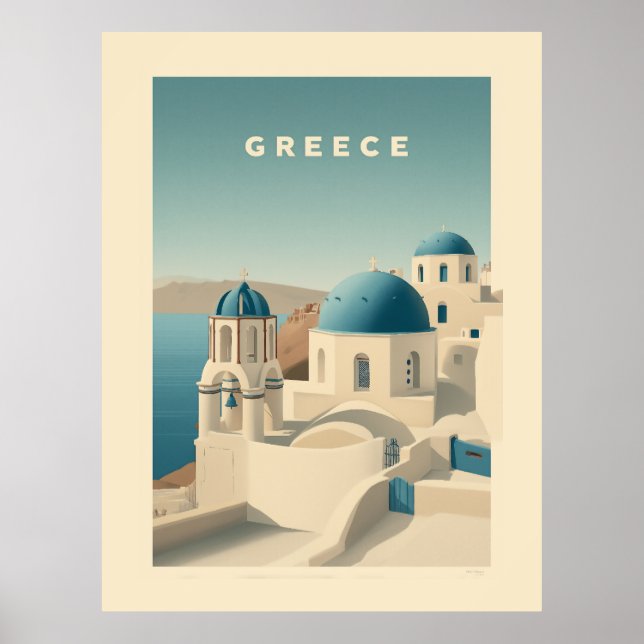 Greece Santorini Travel Poster (Vorne)
