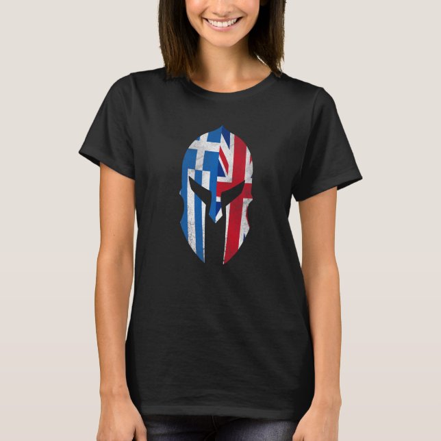 Greece UK Flag British Greek Roots Helmet T-Shirt (Vorderseite)