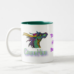 GreeHee der große herzige, tiefe denkende Drache Zweifarbige Tasse