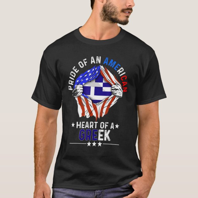 Greek American America Pride Foreign Country Greec T-Shirt (Vorderseite)
