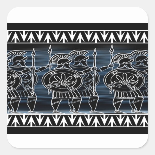 Greek Black Figur Troop Quadratischer Aufkleber (Vorderseite)