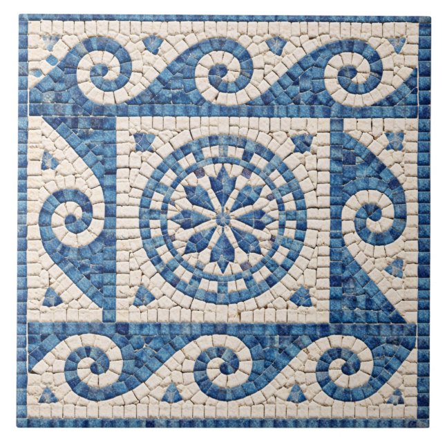 Greek Blue Mosaic – Mediterranean Ceramic Tile Fliese (Vorderseite)