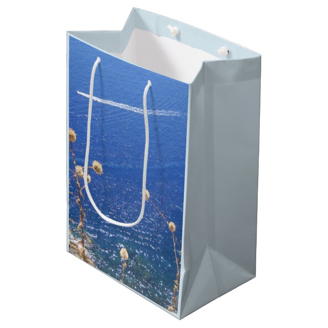 Greek Blue Sea Mittlere Geschenktüte (Vorderseite Schrägansicht)