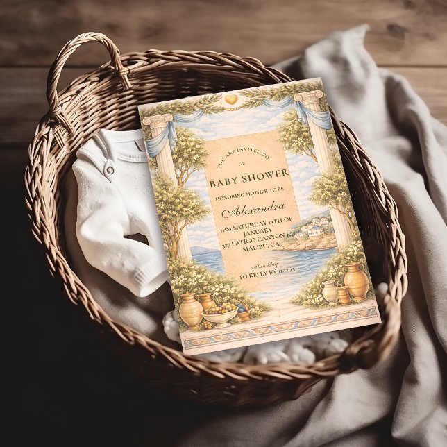 Greek Coastal Columns Baby Shower Einladung (Von Creator hochgeladen)