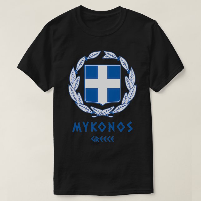 Greek Coat of Arms Mykonos Greece T-Shirt (Design vorne)
