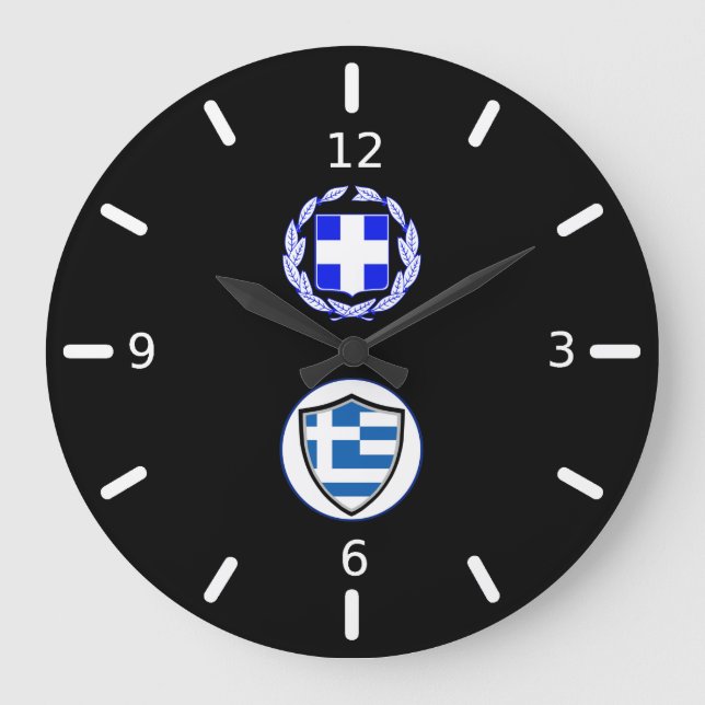 Greek flag-coat arms large clock große wanduhr (Vorderseite)