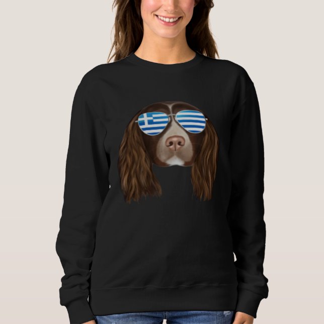 Greek Flag English Springer Spaniel Dog Greece Poc Sweatshirt (Vorderseite)