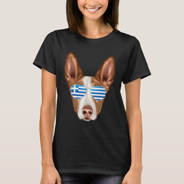 Greek Flag Ibizan Hound Dog Greece Pocket T-Shirt (Vorderseite)