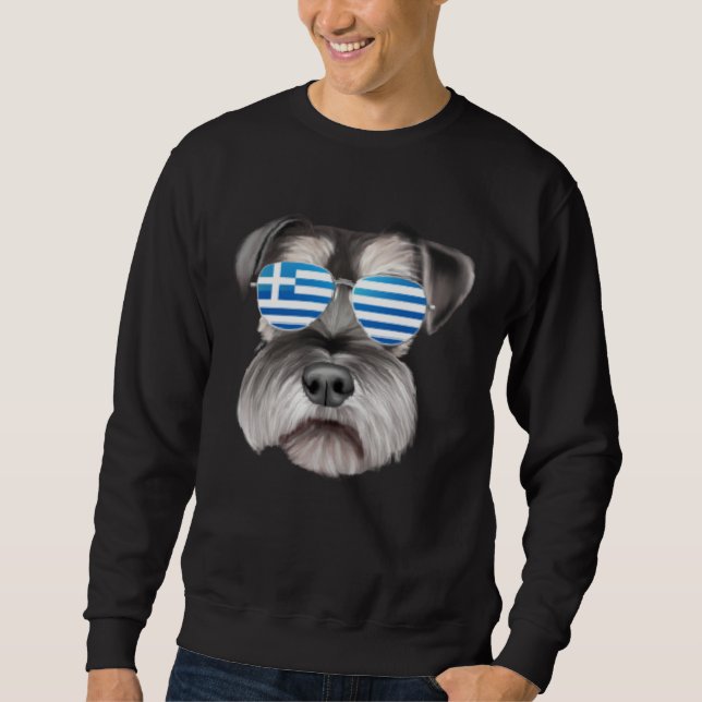Greek Flag Miniature Schnauzer Dog Greece Pocket Sweatshirt (Vorderseite)