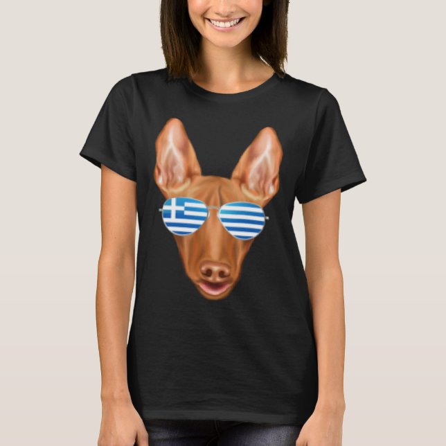 Greek Flag Pharaoh Hound Dog Greece Pocket T-Shirt (Vorderseite)