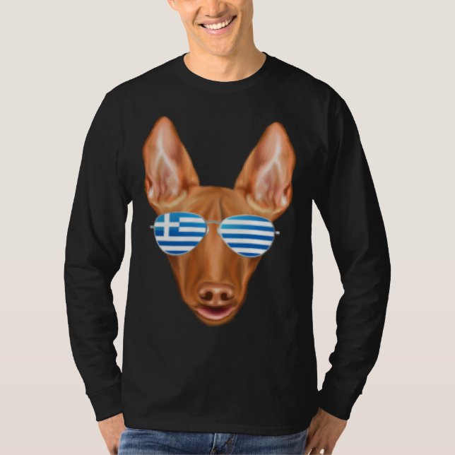 Greek Flag Pharaoh Hound Dog Greece Pocket T-Shirt (Vorderseite)