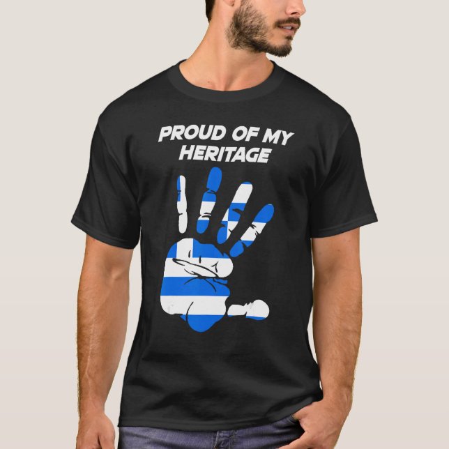 Greek Flag Printed Palm T-Shirt (Vorderseite)