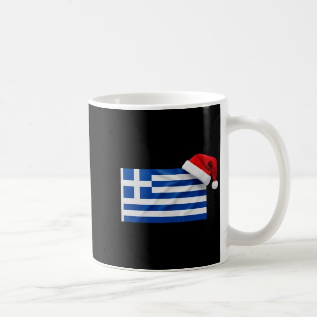 Greek Flag Santa Hat Funny Greece Christmas Holida Kaffeetasse (Rechts)