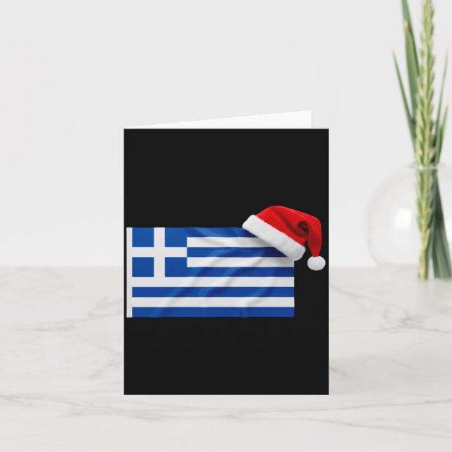 Greek Flag Santa Hat Funny Greece Christmas Holida Karte (Vorderseite)