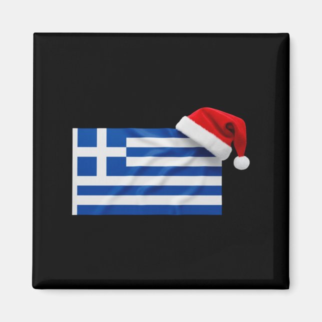 Greek Flag Santa Hat Funny Greece Christmas Holida Magnet (Vorne)