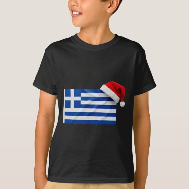 Greek Flag Santa Hat Funny Greece Christmas Holida T-Shirt (Vorderseite)