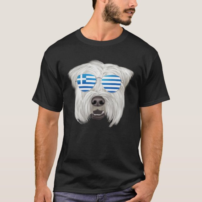 Greek Flag Soft Coated Wheaten Terrier Dog Greece  T-Shirt (Vorderseite)