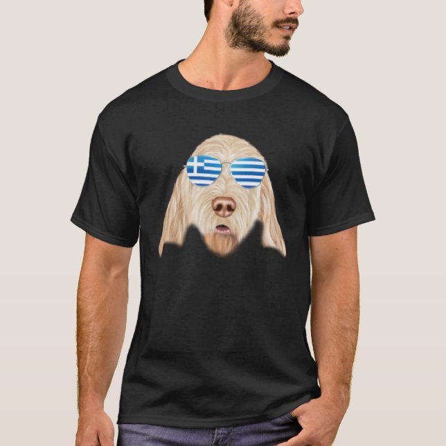 Greek Flag Spinoni Italiani Dog Greece Pocket T-Shirt (Vorderseite)