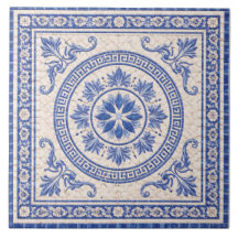 Greek Floral Medallion – Decorative Ceramic Tile