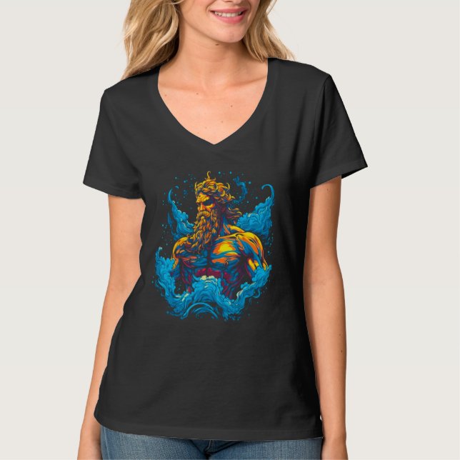 Greek God Poseidon Greek Mythology Neptune T-Shirt (Vorderseite)