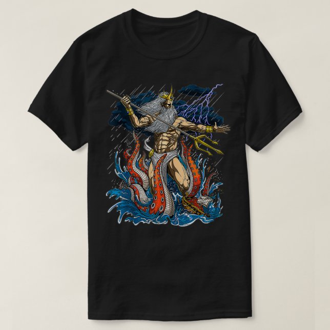 Greek God Poseidon Trident Ancient Greek Mythology T-Shirt (Design vorne)