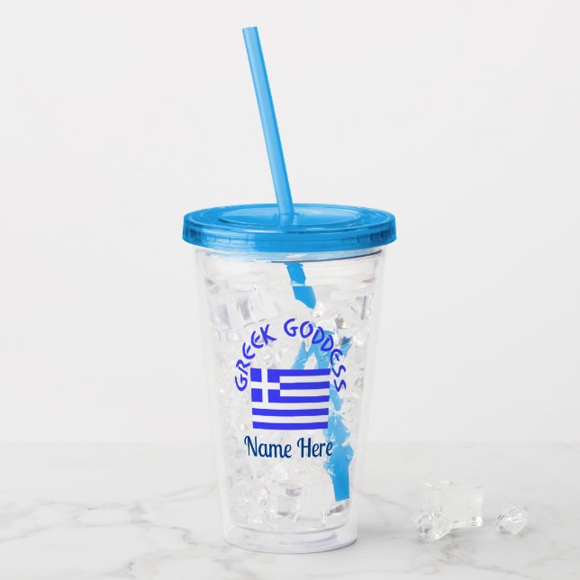 Greek Goddess and Flag of Greece Personalized  Acryltrinkbecher (Vorderseite Ice)