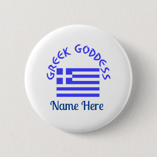 Greek Goddess and Flag of Greece Personalized  Button
