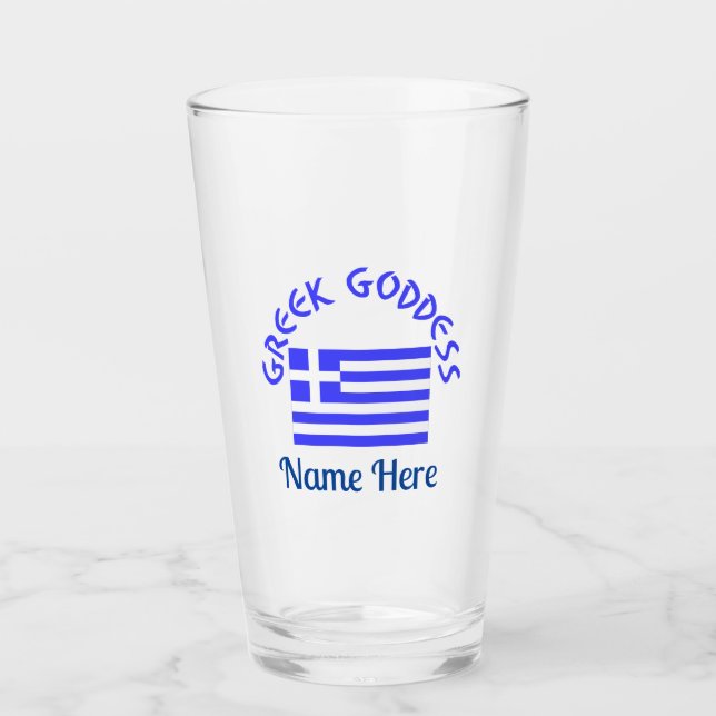 Greek Goddess and Flag of Greece Personalized  Glas (Vorderseite)