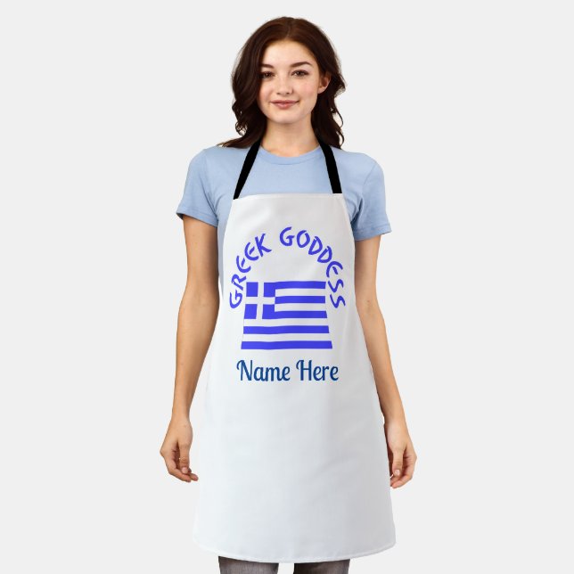 Greek Goddess and Flag of Greece Personalized  Schürze (Getragen)