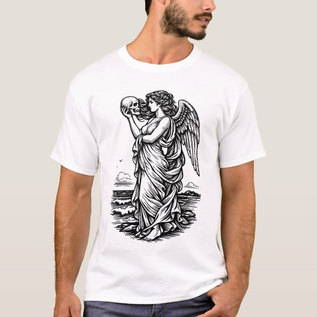 Greek goddess Aphrodite at the sea with the skull T-Shirt (Vorderseite)