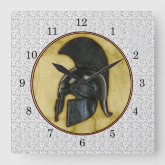 Greek Helmet Quadratische Wanduhr