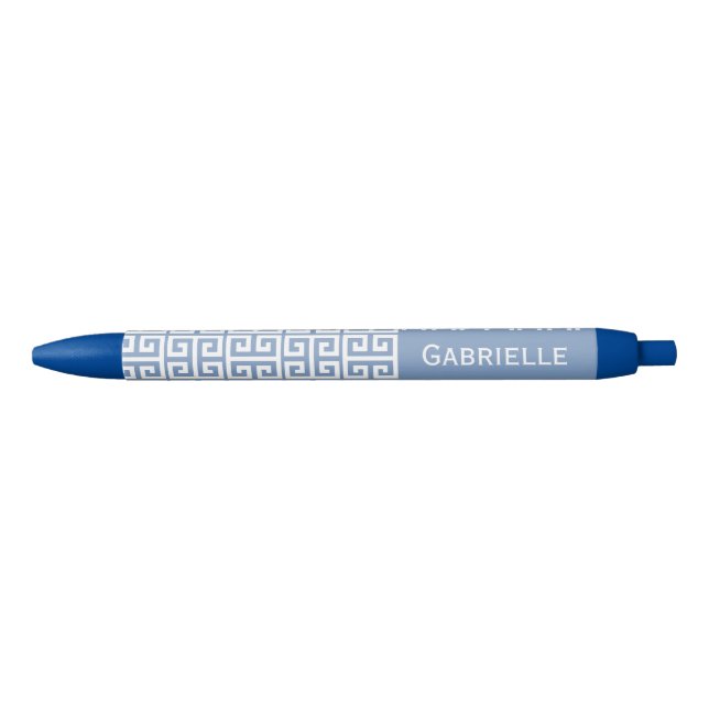 Greek Key Blue Custom Name  Kugelschreiber (Vorderseite)