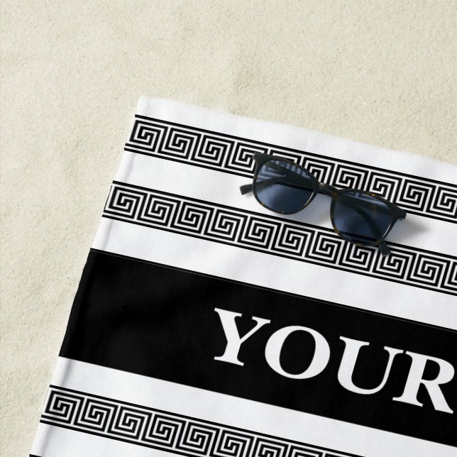 Greek key meander pattern personalized strandtuch (Beispiel)