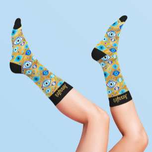 Greek Mati Mataki - Matiasma Evil Eye Pattern Socken