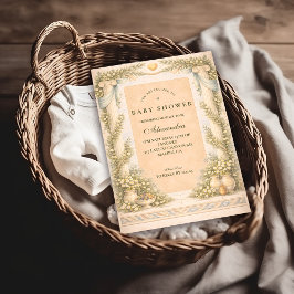 Greek Neutral Floral Baby Shower Einladung