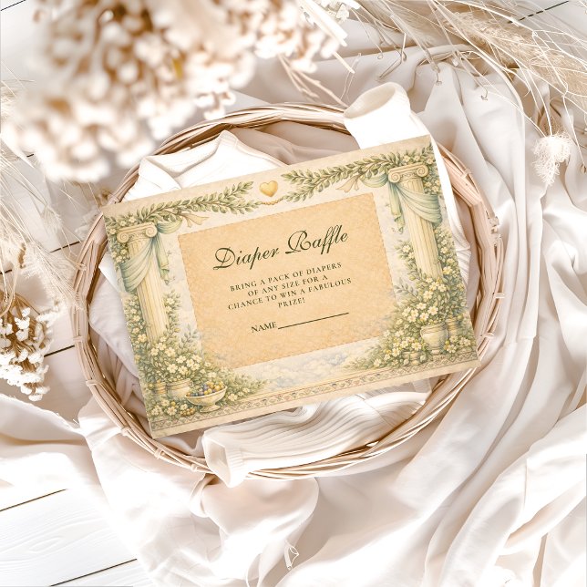 Greek Neutral Floral Diapper Raffle Begleitkarte (Von Creator hochgeladen)