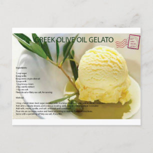 GREEK Olive Oil Gelato Recipe Postcard Postkarte
