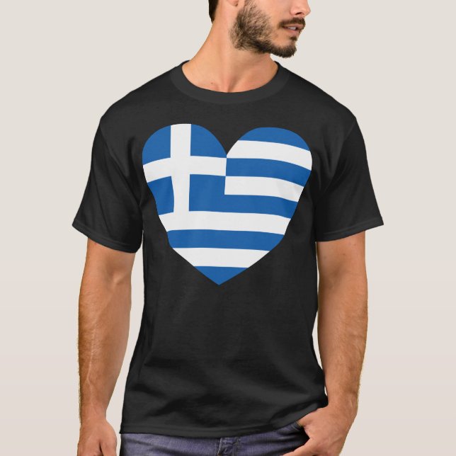 Greek Pride Flag Love Heart T-Shirt (Vorderseite)