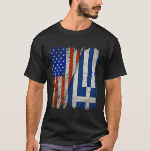 GREEK ROOTS Halbamerikanische Flagge USA GRIECHENL T-Shirt