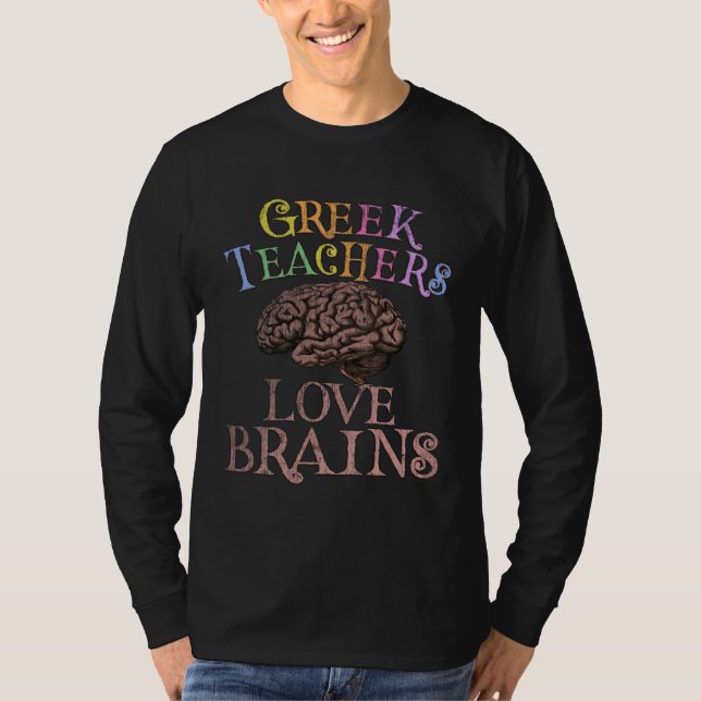 Greek Teachers LOVE BRAINS This is My Scary Lingui T-Shirt (Vorderseite)