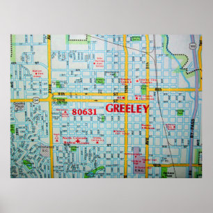 Greeley, CO Vintag Map Poster