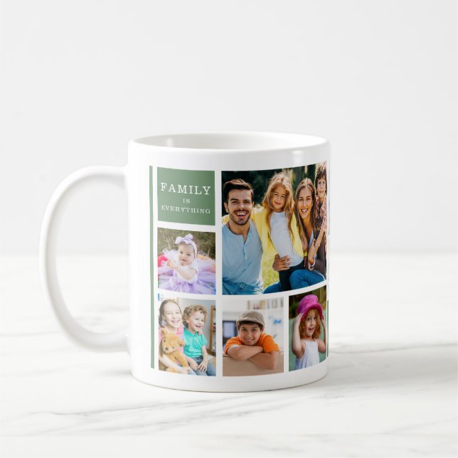 Green 12 Family Photo Collage Quote Monogrammed   Kaffeetasse (Links)