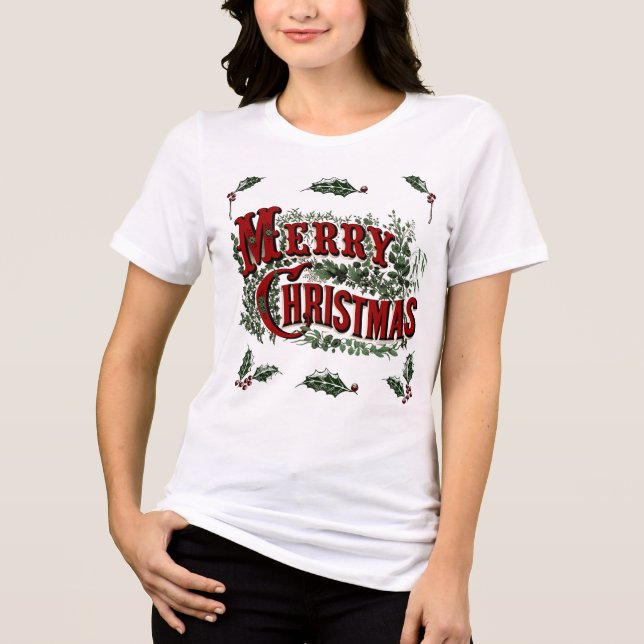 Green 1876 Frohe Weihnachten Tri-Blend Shirt (Vorderseite)