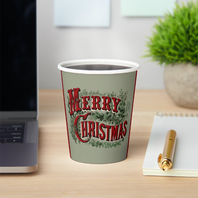 Green 1876 Merry Christmas Pappbecher (InSitu)