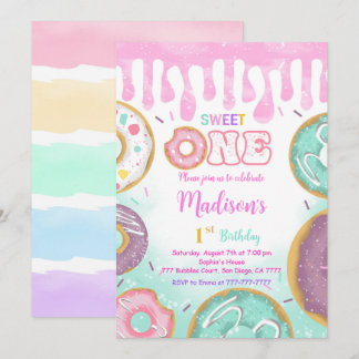Green 1. Geburtstag Donut Party Einladung