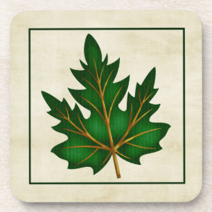 Green 1 Leaf Fall Season Themed Cork Untersetzer